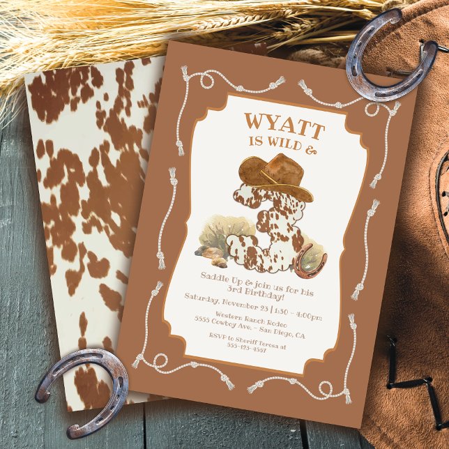 Invitación Wild & Three Western Cowboy Birthday Party (Subido por el creador)