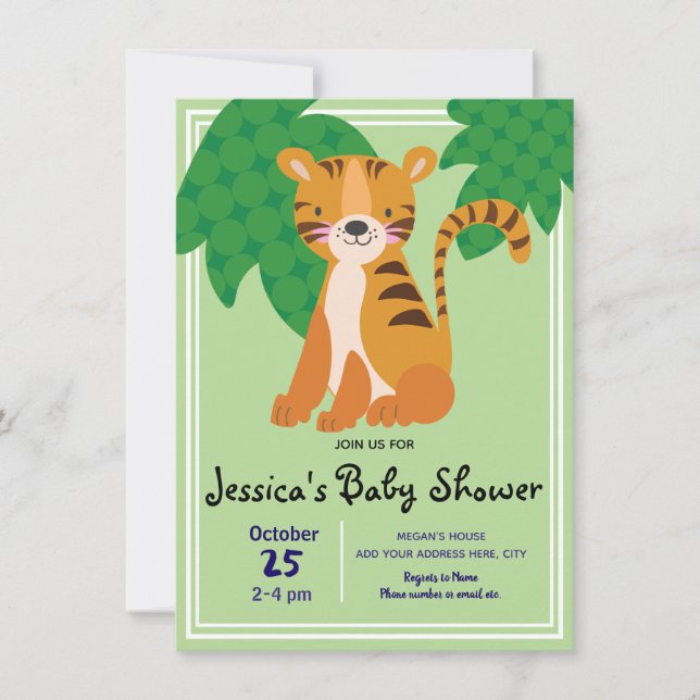 Invitación Wild Tiger Baby Shower (Anverso)
