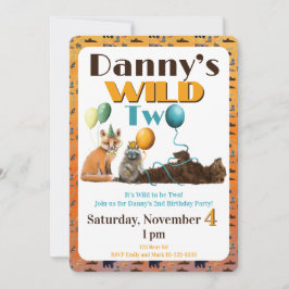 Invitación Wild Two Animals First Birthday Invitation
