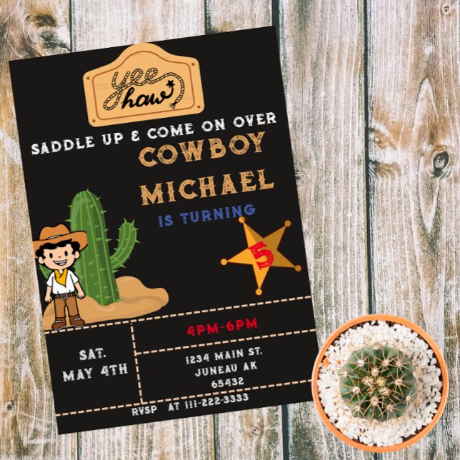 Invitación Wild West Cactus Birthday Boy (Subido por el creador)
