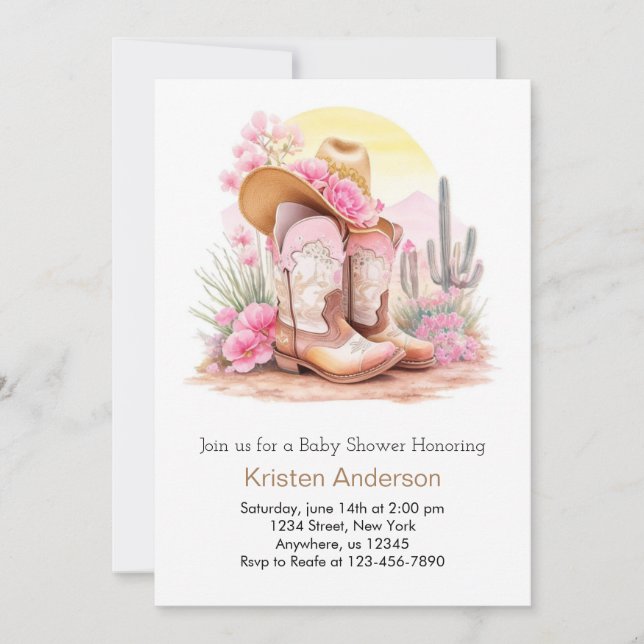 Invitación Wild West Celebration Cowgirl Baby Shower (Anverso)