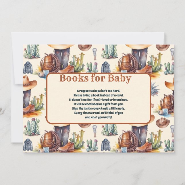 Invitación Wild West Cowboy Baby Shower Books para el bebé (Anverso)