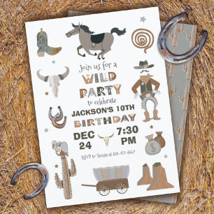 Invitación Wild West Cowboy Birthday Party