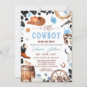 Invitación Wild West CowBoy Blue Baby Shower