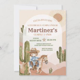 Invitación Wild West Cowboy Cumpleaños Español