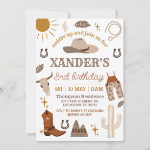 Invitación Wild West Cowboy Fiesta Occidental Cumpleaños