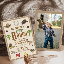 Invitación Wild West Cowboy Primer Rodeo Foto de cumpleaños