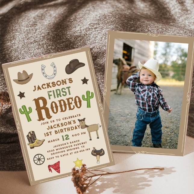 Invitación Wild West Cowboy Primer Rodeo Foto de cumpleaños (Subido por el creador)