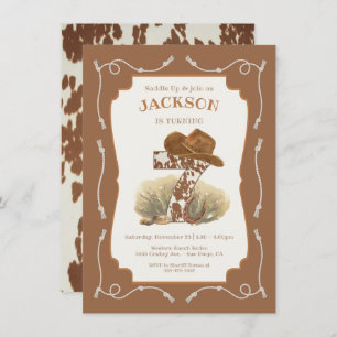 Invitación Wild West Cowboy Séptima fiesta de cumpleaños