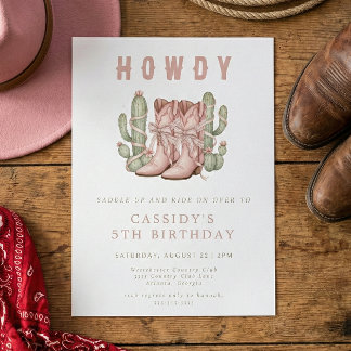 Invitación Wild West Cowgirl Country Western Birthday Party