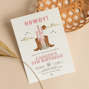 Invitación Wild West Cowgirl Country Western Birthday Party