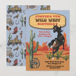 Invitación Wild West Horse Western Birthday Party