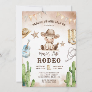 Invitación Wild West Mi primer cumpleaños de cowboy de rodeo
