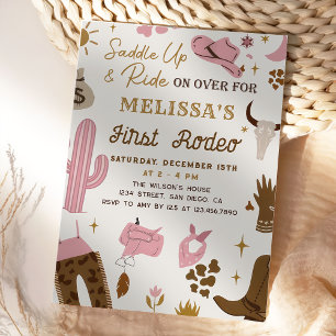 Invitación Wild West Rodeo Cowgirl Ranch Chica Birthday Party