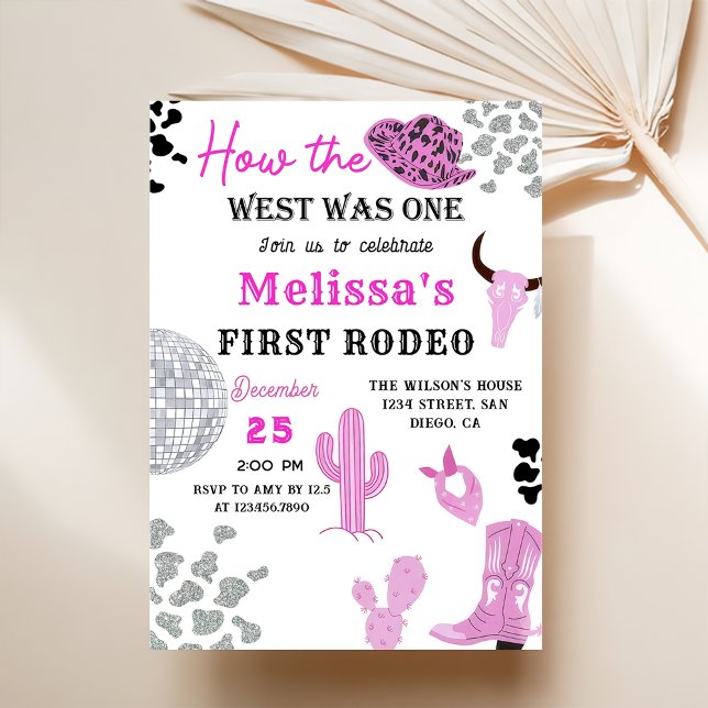 Invitación Wild West Rodeo Disco Pink Cowgirl Birthday Party (Subido por el creador)