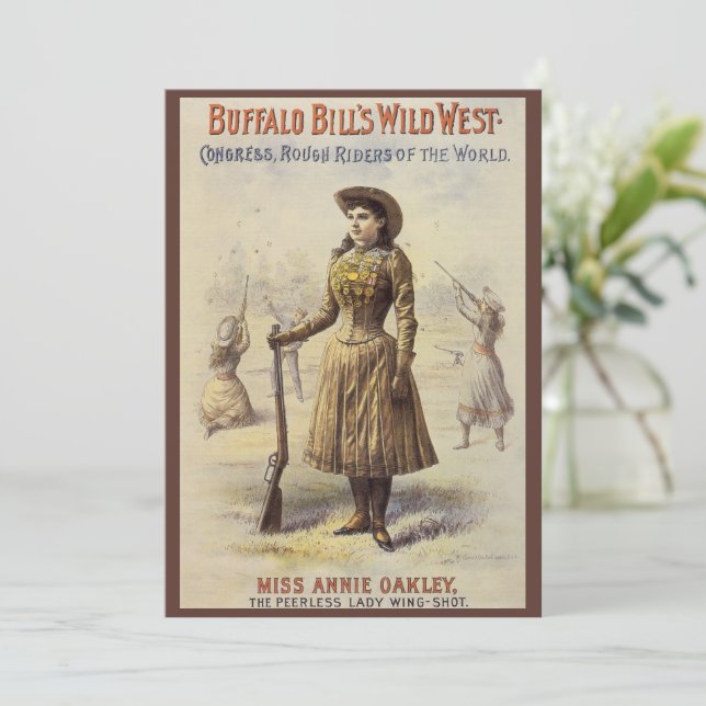 Invitación Wild West Show de Buffalo Bill con Annie Oakley (Anverso de pie)
