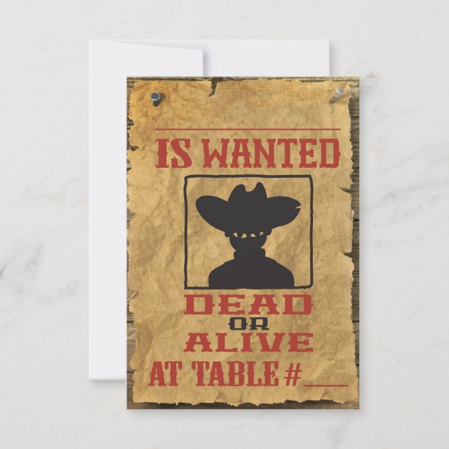 Invitación WILD WEST WANTED Bar Bat Mitzvah Table Escort Card (Anverso)