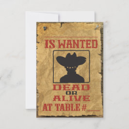 Invitación WILD WEST WANTED Bar Bat Mitzvah Table Escort Card