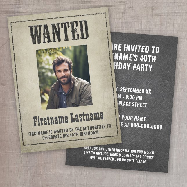 Invitación Wild West Wanted Poster Birthday Party (wanted - wild west birthday party invitation)