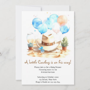 Invitación Wild West Watercolor Cowboy Baby Shower