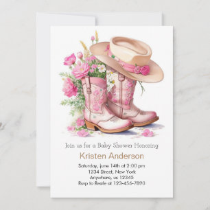 Invitación Wild West Watercolor Cowgirl Baby Shower