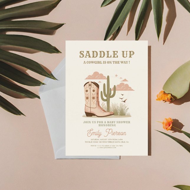 Invitación Wild Western Cactus Chica Baby Shower (Subido por el creador)