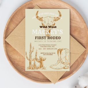 Invitación Wild Western First Rodeo Birthday Party Boy