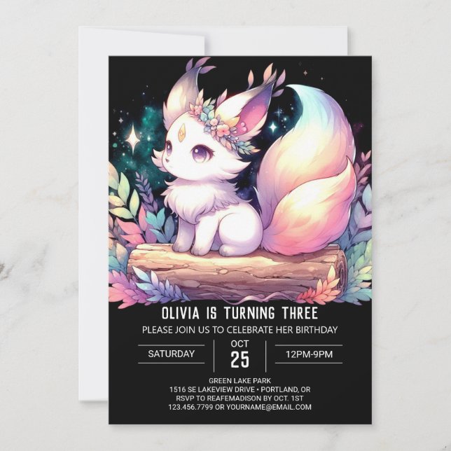 Invitación Wild Whimsical Fox Birthday digital (Anverso)
