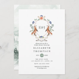 Invitación Wild Woodland Laurel Escudo Monograma Bridal Showe