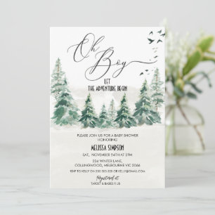 Invitación Wilderness Oh Boy Calligraphy Baby Shower