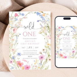 Invitación Wildflower 1st Birthday Invitation Template, Edita