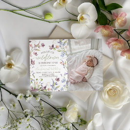 Invitación Wildflower 1st Birthday Photo Invitation