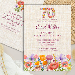 Invitación Wildflower 70th Birthday Party - Floral Number