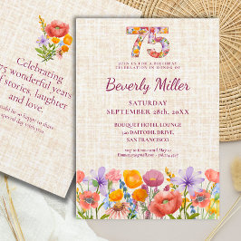 Invitación Wildflower 75th Birthday Party - Floral Number 