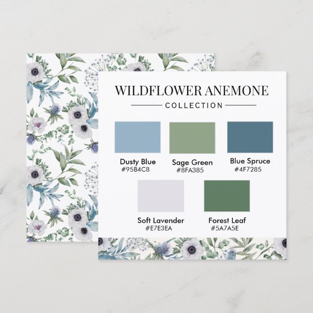 Invitación Wildflower Anemone Color Palette Card  (Anverso / Reverso)