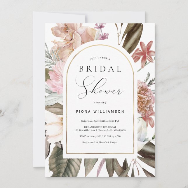 Invitación Wildflower Arch Bridal Shower (Anverso)