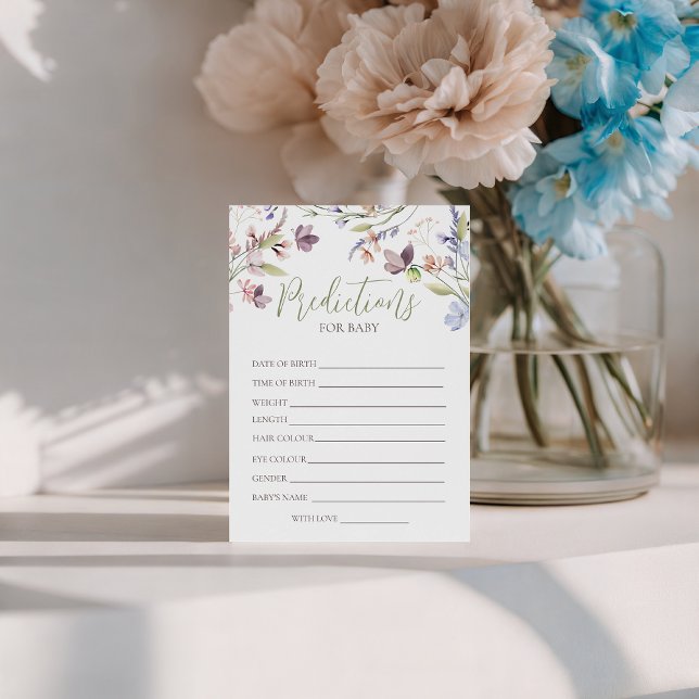 Invitación Wildflower Baby Predictions Card (Subido por el creador)