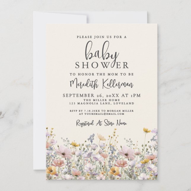 Invitación Wildflower Baby Shower (Anverso)