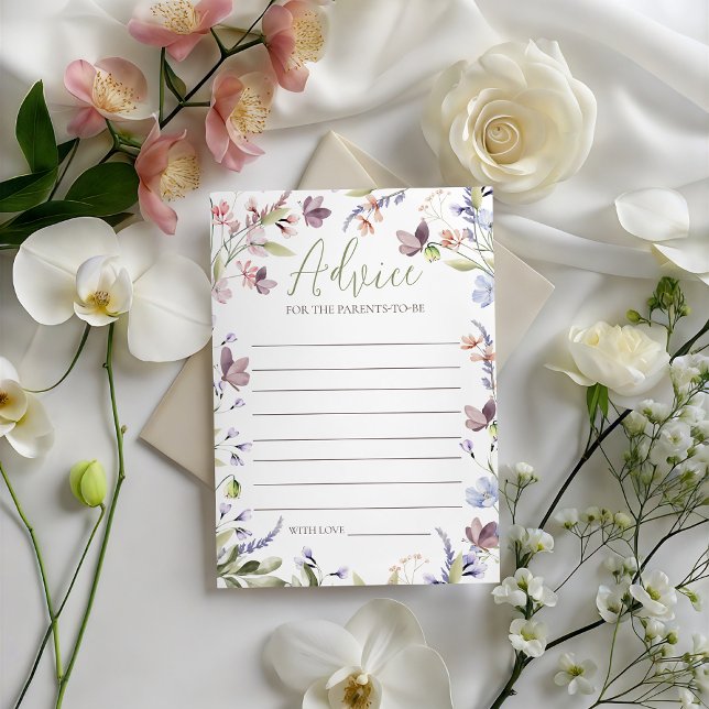 Invitación Wildflower Baby Shower Advice Card (Subido por el creador)
