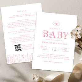 Invitación Wildflower Baby Shower Details Back