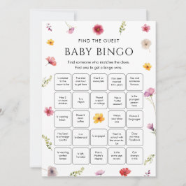 Invitación Wildflower Baby Shower Find the Guest Bingo Game 