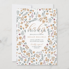 Invitación wildflower baby shower invitation - light orange