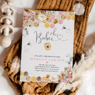 Invitación Wildflower Bee Baby Shower Oh Babee Baby Shower