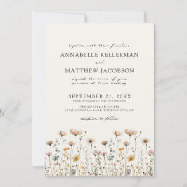 Invitación Wildflower Beige Boho Floral Wedding