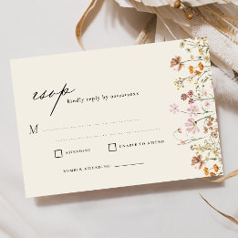 Invitación Wildflower Beige Boho Garden Wedding RSVP