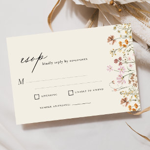 Invitación Wildflower Beige Boho Garden Wedding RSVP