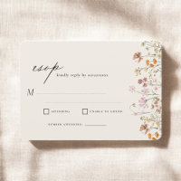 Wildflower Beige Boho Garden Wedding RSVP