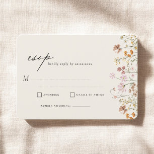 Invitación Wildflower Beige Boho Garden Wedding RSVP