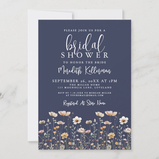 Invitación Wildflower Beige Bridal Shower (Anverso)