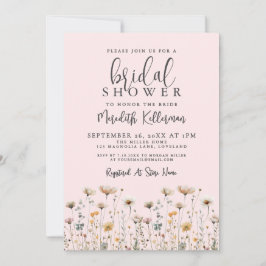 Invitación Wildflower Blush Pink Bridal Shower